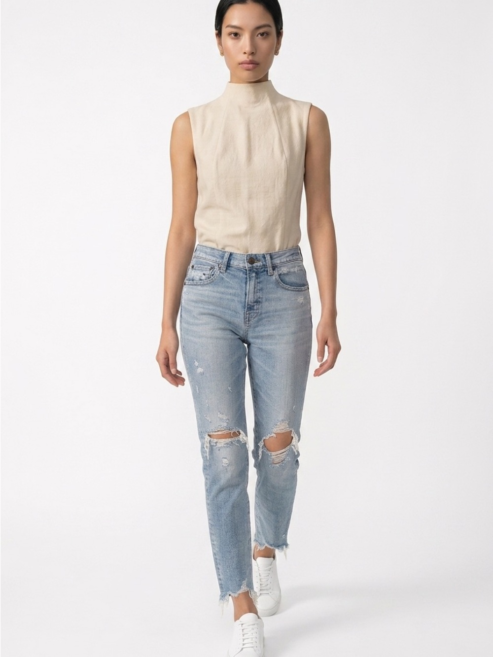 Moussy Vintage Distressed Raw Hem Skinny Jeans 26 Japan - Picture 1 of 13